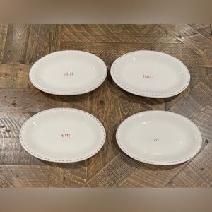 Rae Dunn Artisan Collection Oval Christmas Plates BRIGHT JOY CHEER MERRY Holiday